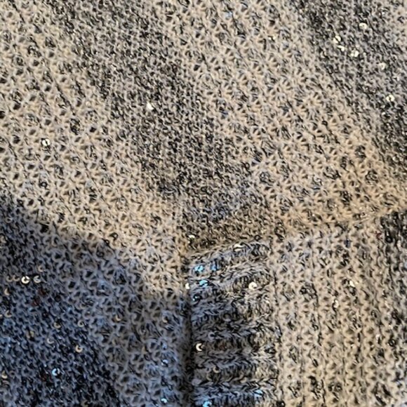 Nue Options White/Grey wTiny Sparkling Silver Discs Sweater Cowl Collar Sz XL - Picture 5 of 11